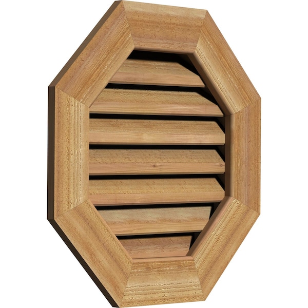 Octagonal Gable Vent Functional, Western Red Cedar Gable Vent W/1 X 4 Flat Trim Frame, 20W X 20H